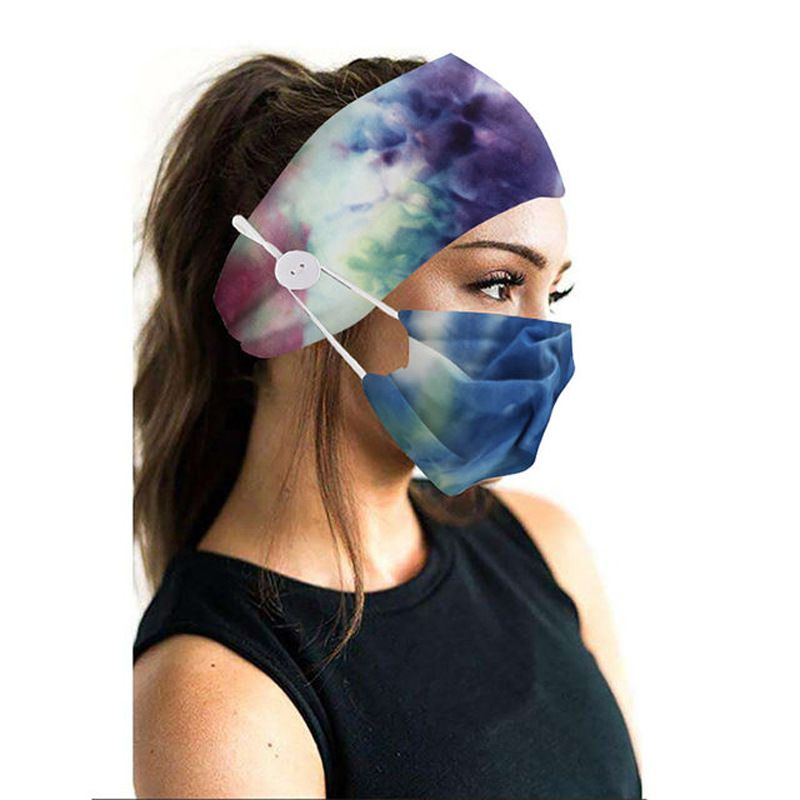 Tie-dye katoenen knoop bedrukte masker hoofddoek accessoires yoga sport elastische hoofdband_voghion.com