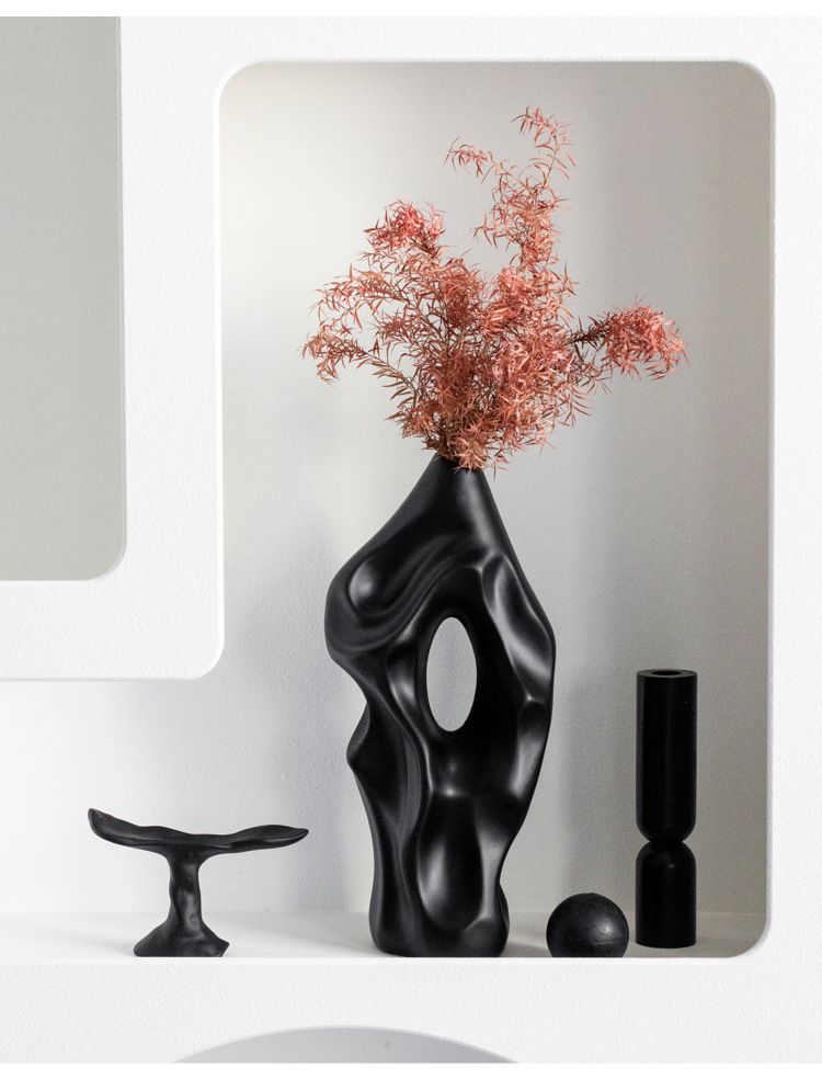 Vintage Floor Ornament Design Sense High-end New Chinese Style Niche Home Simple Ceramic Dried Flower Arrangement Vase_voghion.com