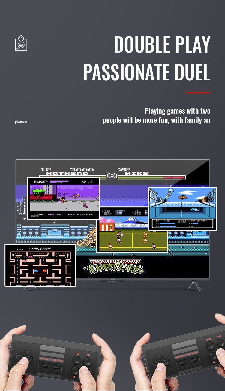 Mini HD 8-bit FC home connection TV game console NES nostalgic wireless dual player controller_voghion.com