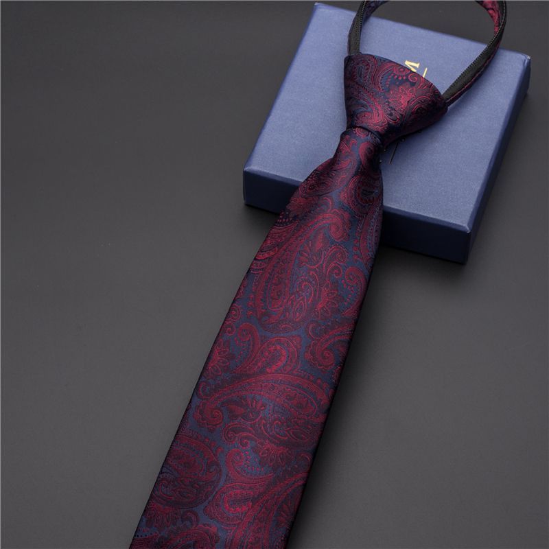 Unisex Black men's tie Striped Blue Business tie Lazy zip tie_voghion.com