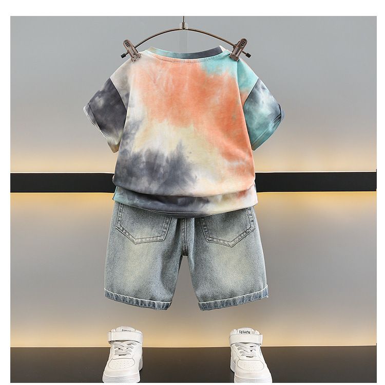 Tuta a maniche corte per bambini, alla moda e di bell'aspetto, abbigliamento estivo casual e alla moda per bambini, nuovo stile di abbigliamento per bambini 2024_voghion.com