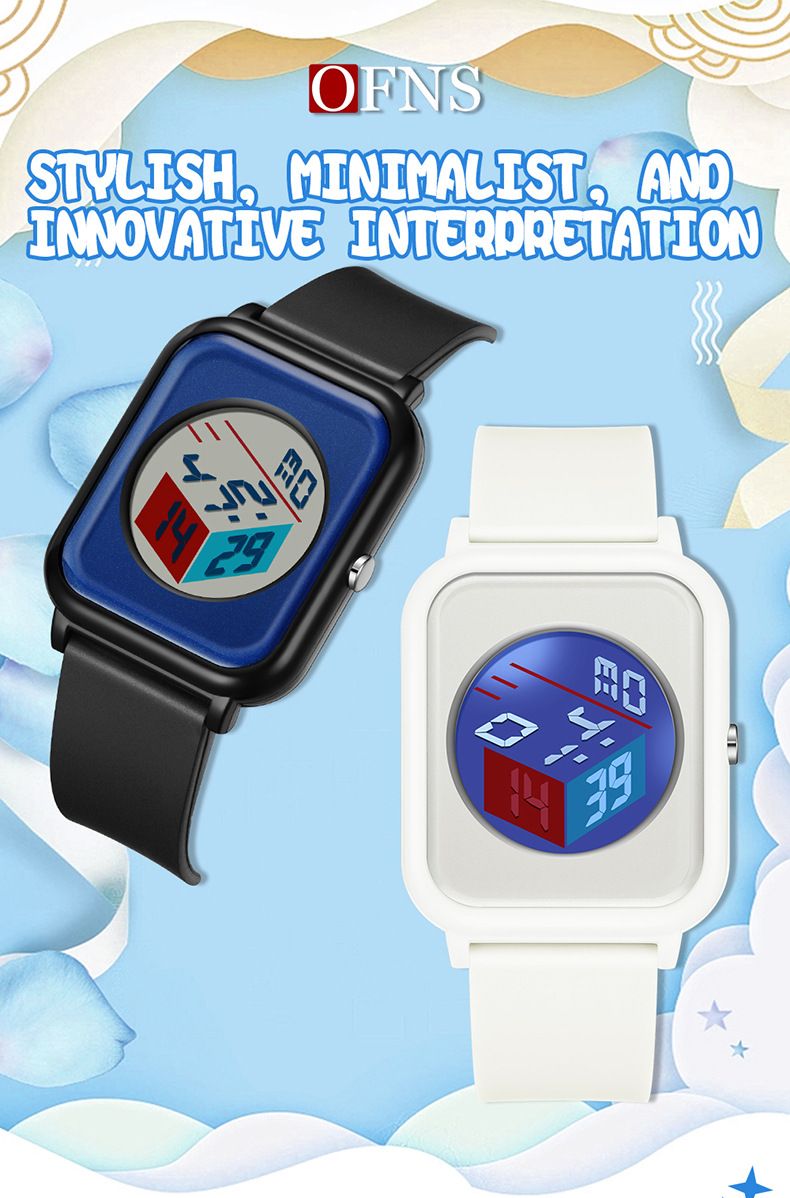 Modern Square Digital Watch With LED Backlight, Waterproof & Lightweight Design For Students And Casual Wear Luminous Leisure Watch_voghion.com