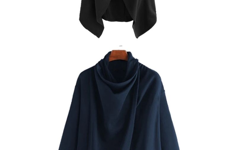 Pulse Foreign Trade Europe et Amérique Vente flash Cape Street Col montant Couleur unie Manches longues Coupe asymétrique Mode Homme_voghion.com