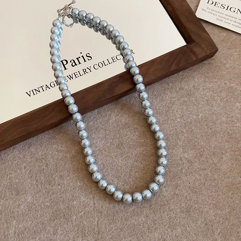 Cold Wind Zircon Round Pendant Pearl Necklace Women's Style Versatile Clavicle Chain Fashion Luxury Jewelry Accessories_voghion.com