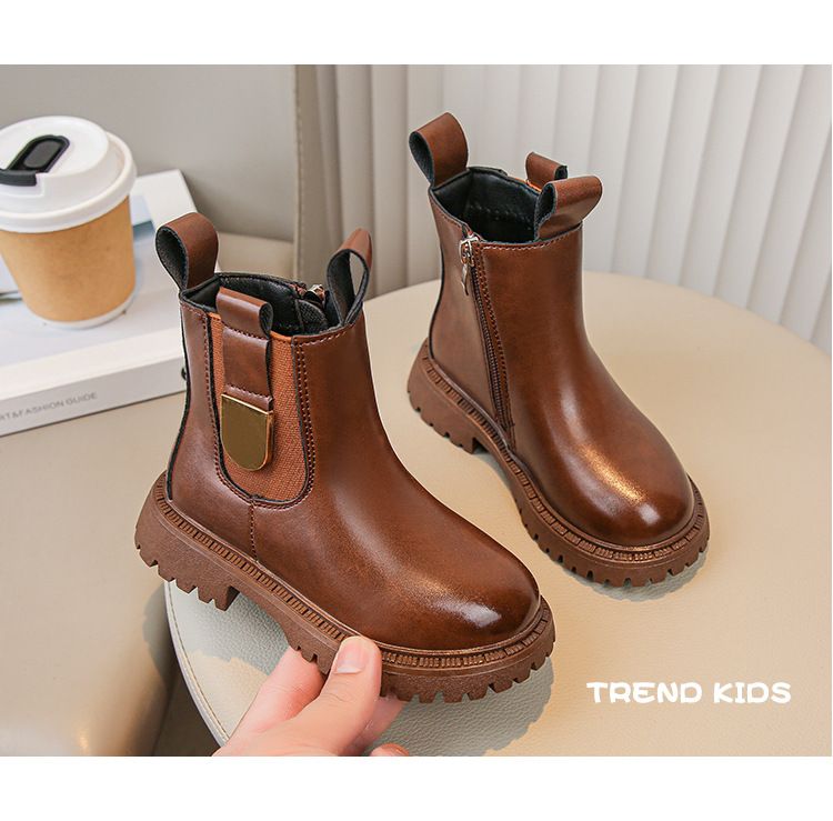 Chaussures pour enfants bottes Martin pour filles printemps et automne 2024 bottes courtes pour enfants de style britannique pour bébés filles bottes en cuir à semelle souple de style occidental_voghion.com
