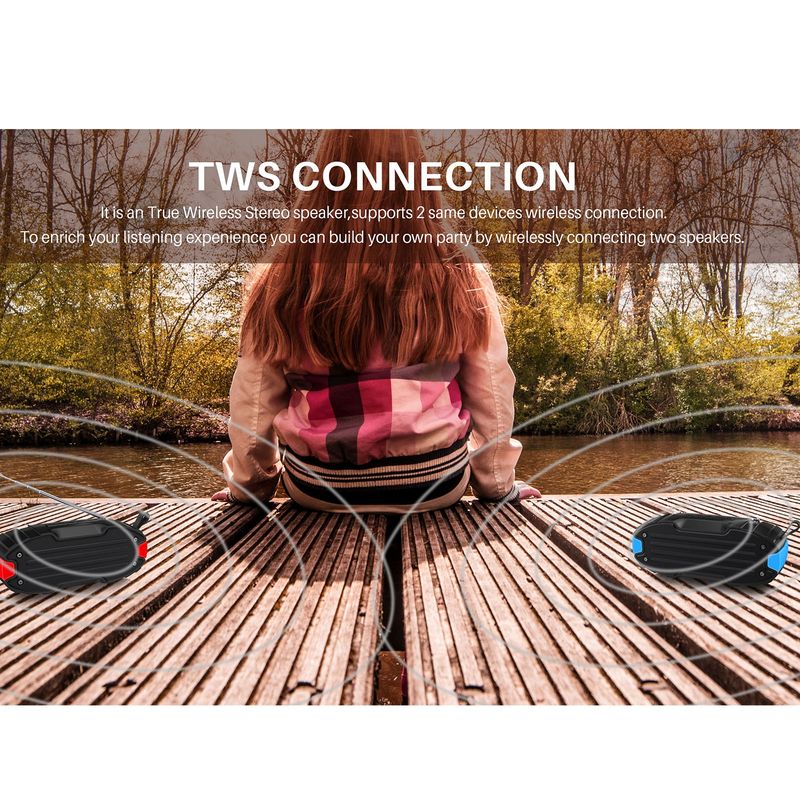Nowy głośnik zewnętrzny Rixing NR-907FM TWS Bluetooth z obsługą połączeń głośnomówiących / FM z uchwytem i anteną (niebieski)_voghion.com