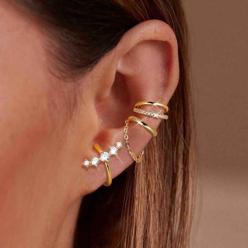 Boucles d'oreilles à clip géométriques en zircon, style tendance, légères et luxueuses, pour femmes_voghion.com