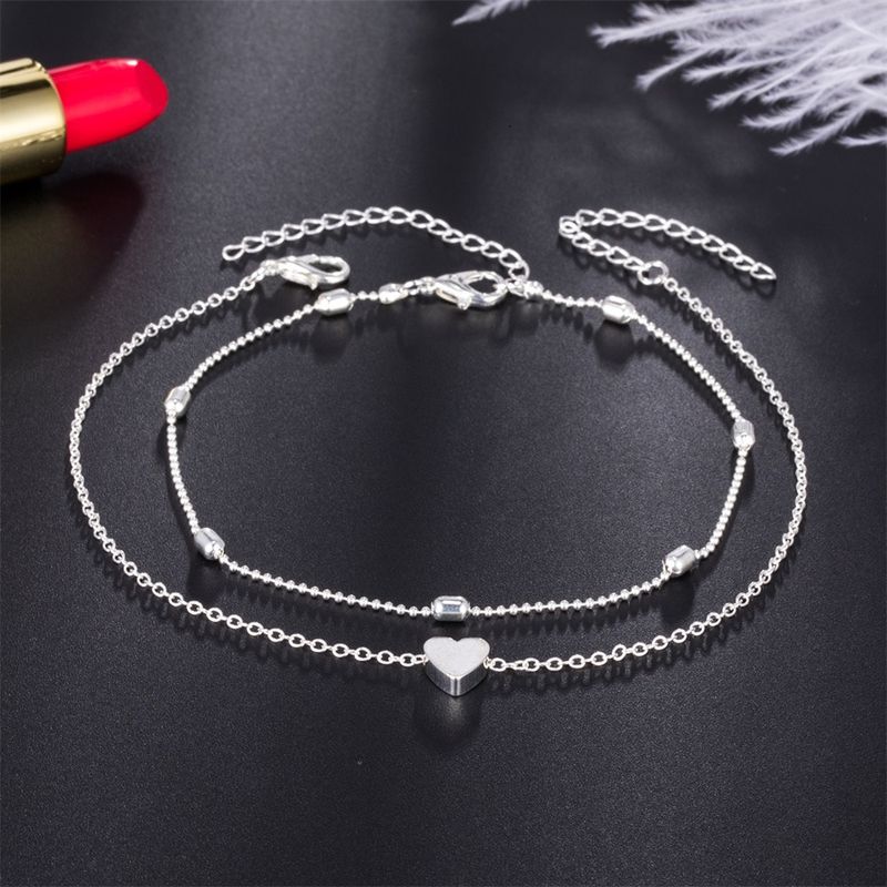 Heart-Shaped Multi-Layer Anklet Ocean Style Beach Ankle Chain Jewelry_voghion.com
