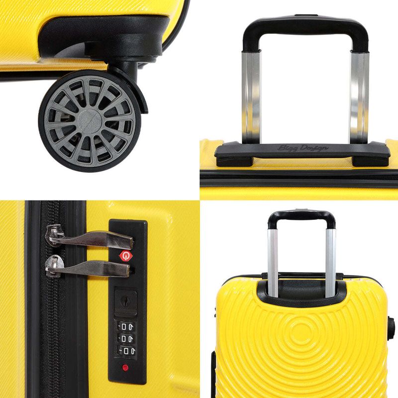 Biggdesign Cats Hardshell Spinner Luggage Set, Yellow, 3 Pcs._voghion.com