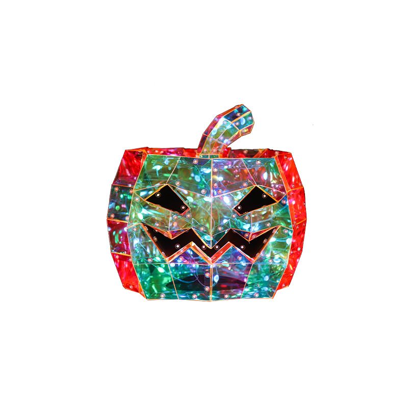 Iridescent Glowing Square Pumpkin Ornament LED Colorful Light Halloween Ghost Festival Easter Creative Gift_voghion.com