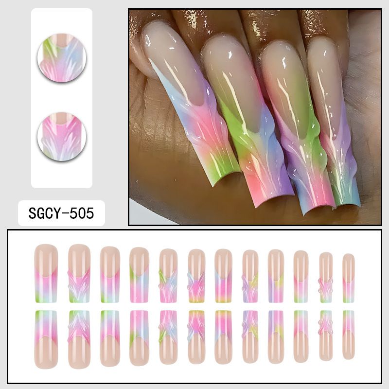 Elegante French Aurora Cat Eye Press-On-Nägel mit Strasssteinen – lange, glamouröse und wiederverwendbare Kunstnägel für Frauen_voghion.com
