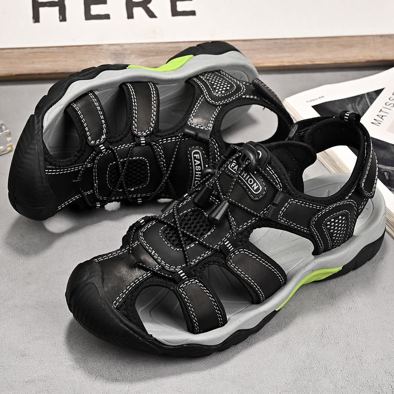 Große Herren-Strandsandalen mit geschlossener Zehenpartie, hohl, atmungsaktiv, Wasserschuhe_voghion.com