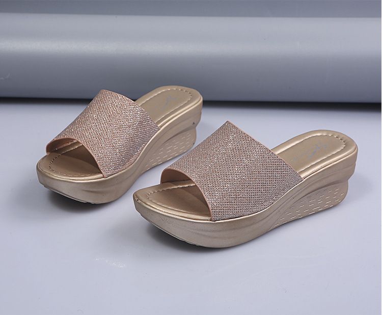 Slippers Women's Sequined Summer New Roman Platform Wedge Slippers Women's Simple Sandals Women's_voghion.com