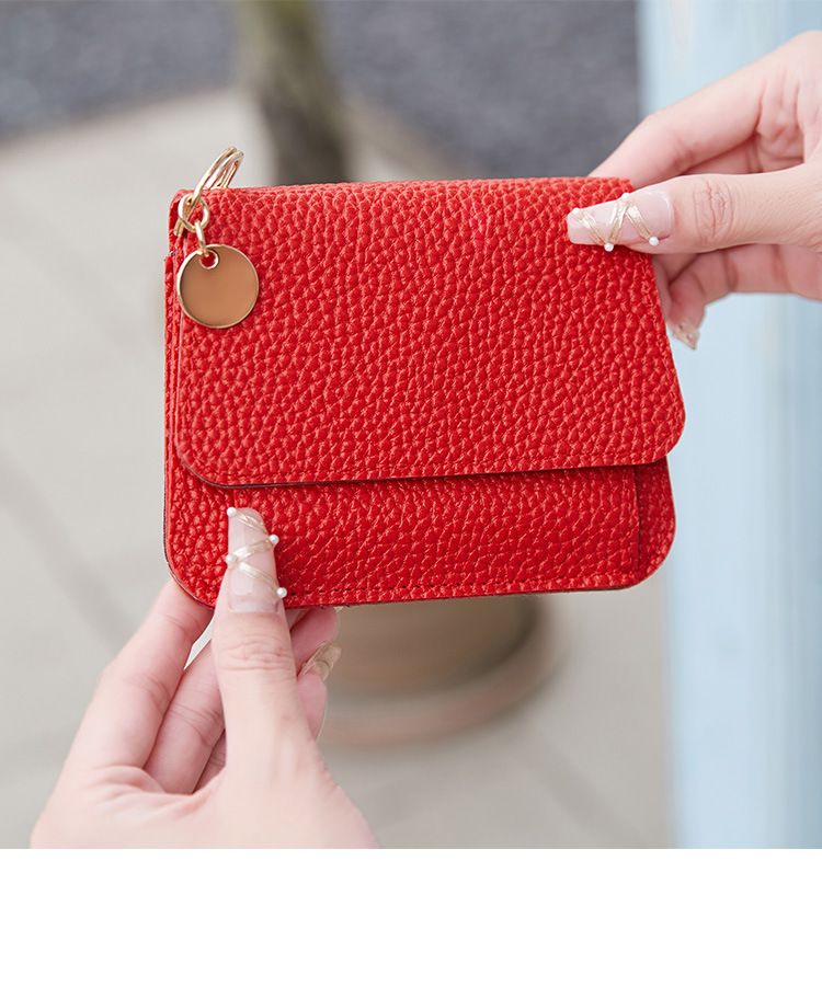 Women's Magnetic Buckle Wallet Short Stylish Multi Card Card Holder Ultra Thin Solid Color Coin Purse_voghion.com