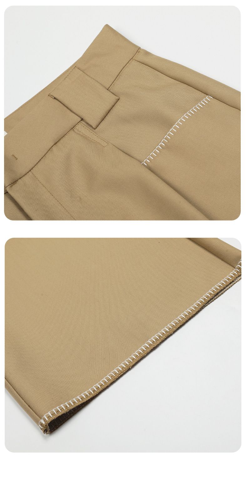 Klassische Unisex-Hose im Straight-Fit mit tiefem Schritt und minimalistischen Steppnähten – Entspannt geschnittene Hose für lässige und elegante Kleidung_voghion.com