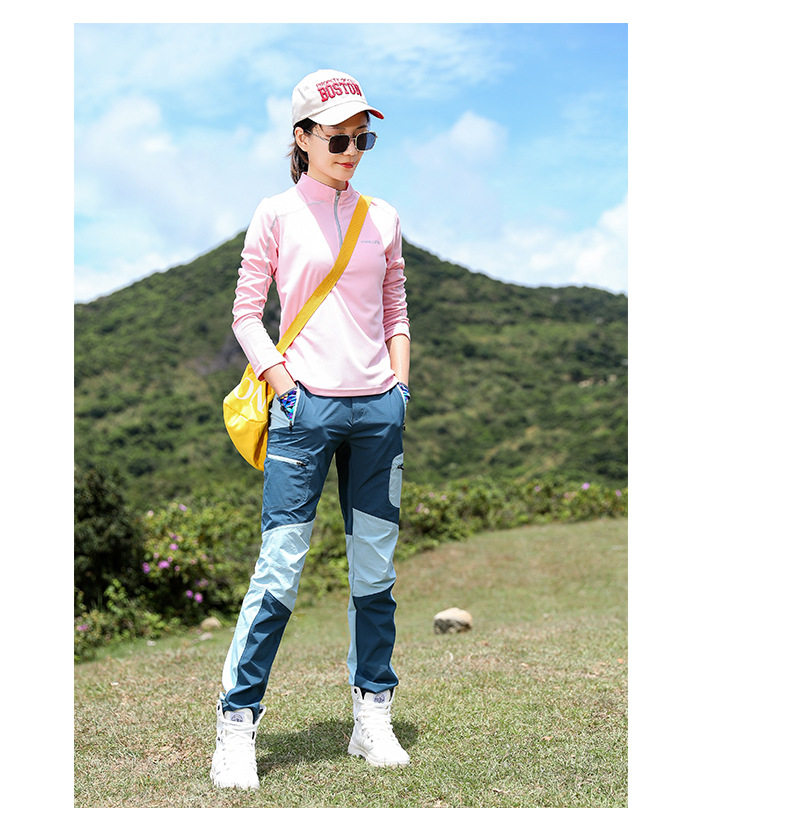 Women's color-blocked, stretchy, slimming, sports, hiking, breathable, sunscreen, summer_voghion.com
