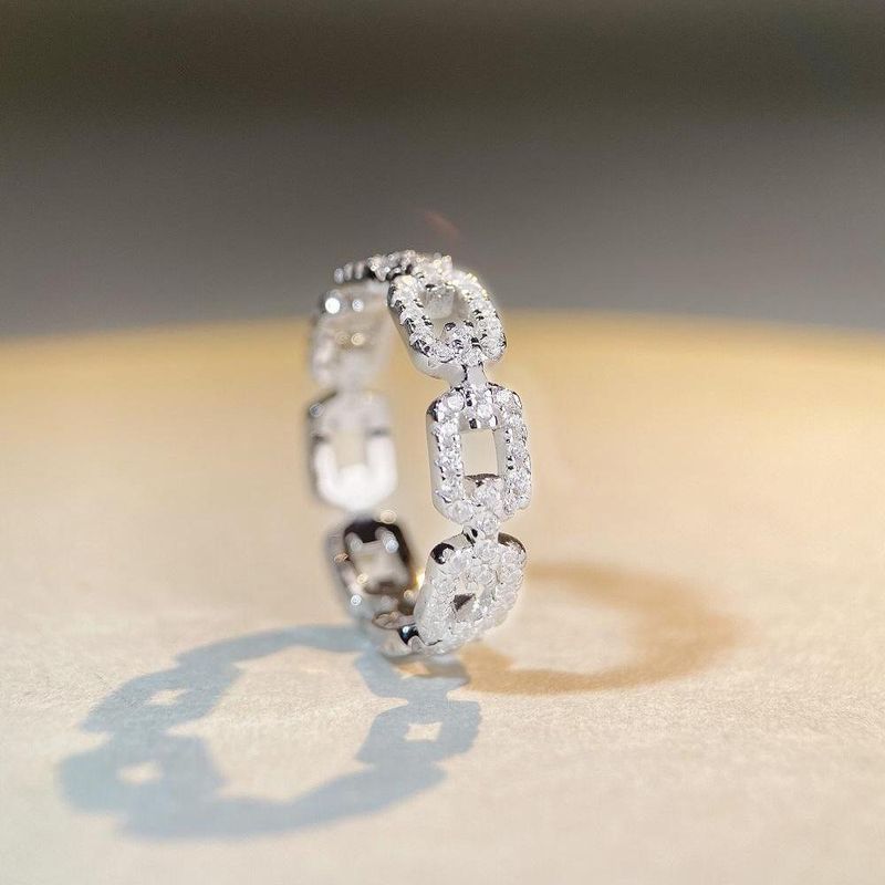 Tancise, anello a catena in argento Sterling S925, da donna, con diamante completo, naso di maiale, anello a coda di coppia, stile sovrapposto, stile versatile_voghion.com