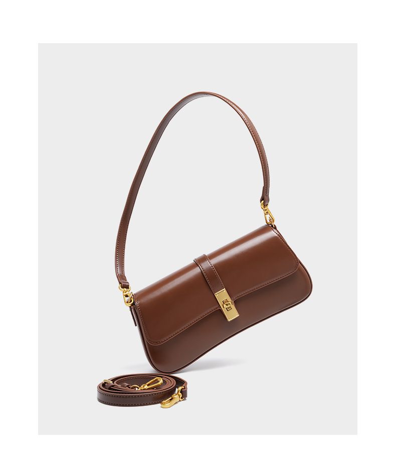 Sac baguette en cuir de vachette de haute qualité, au toucher haut de gamme, pour femme_voghion.com