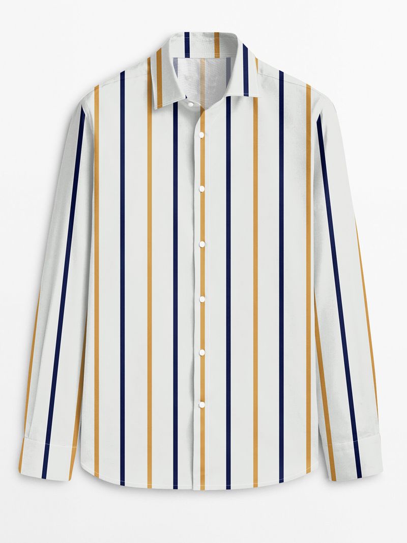 Camicia casual da uomo con risvolto, molto venduta, in primavera e autunno, stile sottile, design multicolore, comoda e traspirante._voghion.com