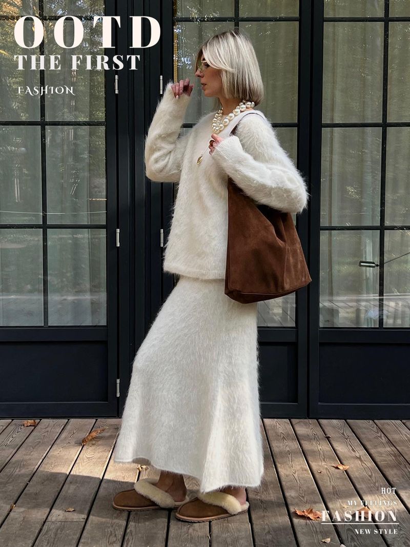 Zipper Printed 2025 Autumn Winter Ins Style Knitted Two-piece Sweater Set For Women Breathable Resistant Dress Attire_voghion.com