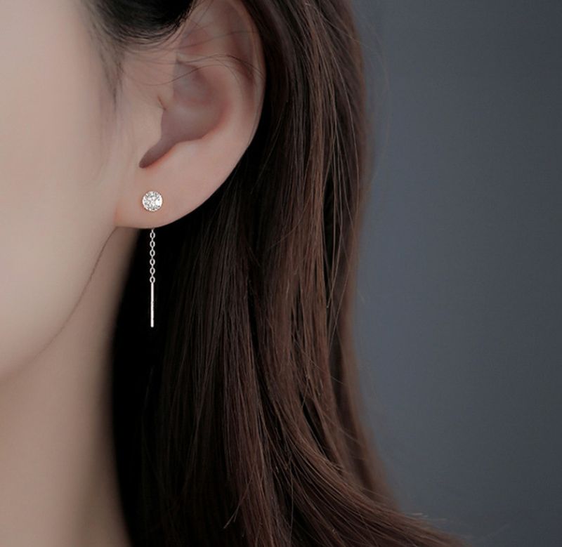 Orecchini a bottone con nappina, stella, cuore e zirconi cubici rotondi, placcati in argento 925, PE5_voghion.com