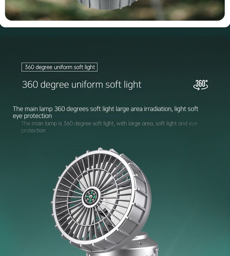 Bärbar solcellsfläkt för utomhusbruk, campinglampa, litiumbatteri för häst_voghion.com