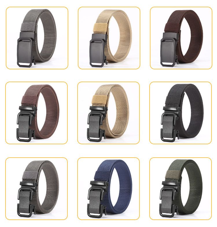 Men's Belt Automatic Buckle Belt Quick Drying Breathable No Punching Canvas Braided Belt_voghion.com