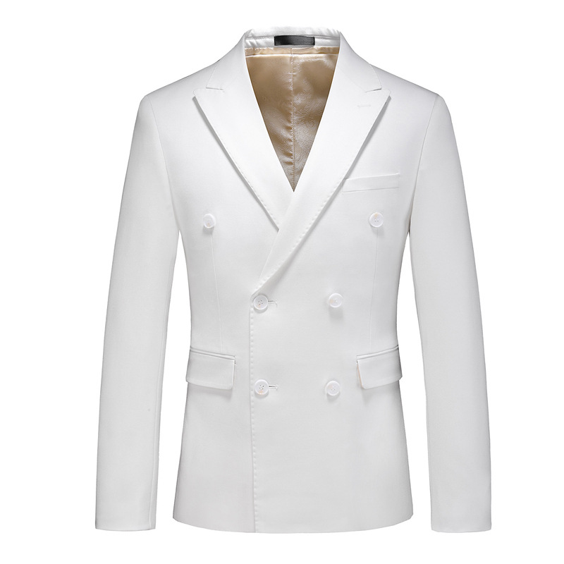 men's suit suit double-breasted solid color large size suit three-piece suit slim groom wedding dress_voghion.com