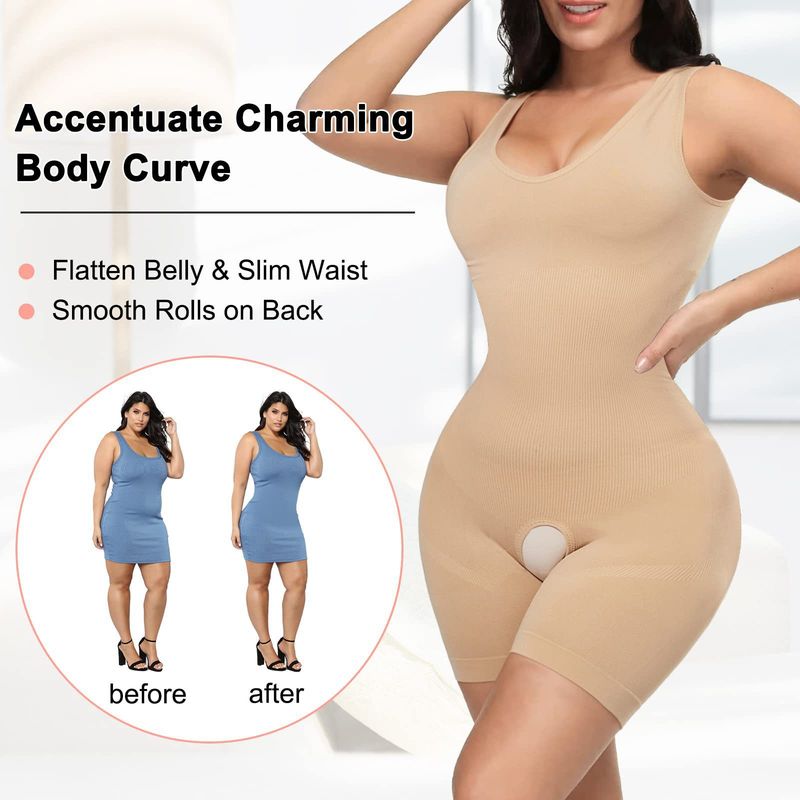 Korsetes kombinezons ar atvērtu kājstarpi, bezšuvju, formējoša apakšveļa, vidukļa un vidukļa formas korekcijas kombinezons_voghion.com