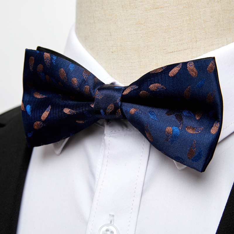 Cravatta da cerimonia formale con papillon in seta e poliestere da uomo, con nuovo motivo_voghion.com