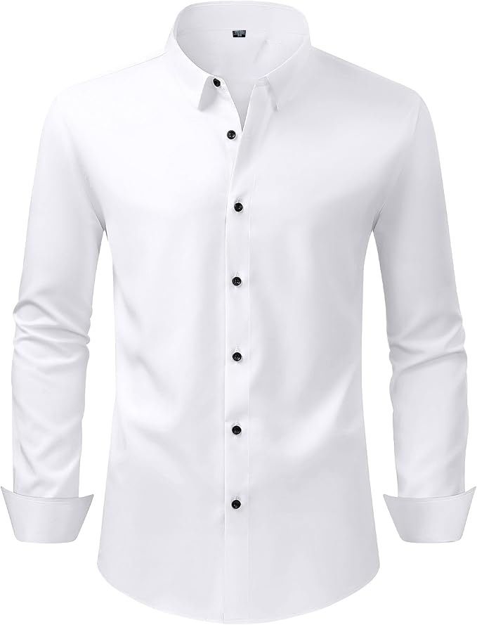 Cross-border Stretch Shirt Heren Business Dress Strijkvrij Slim Zijdezacht Hanger Anti-rimpel Shirt Populaire Herenkleding_voghion.com
