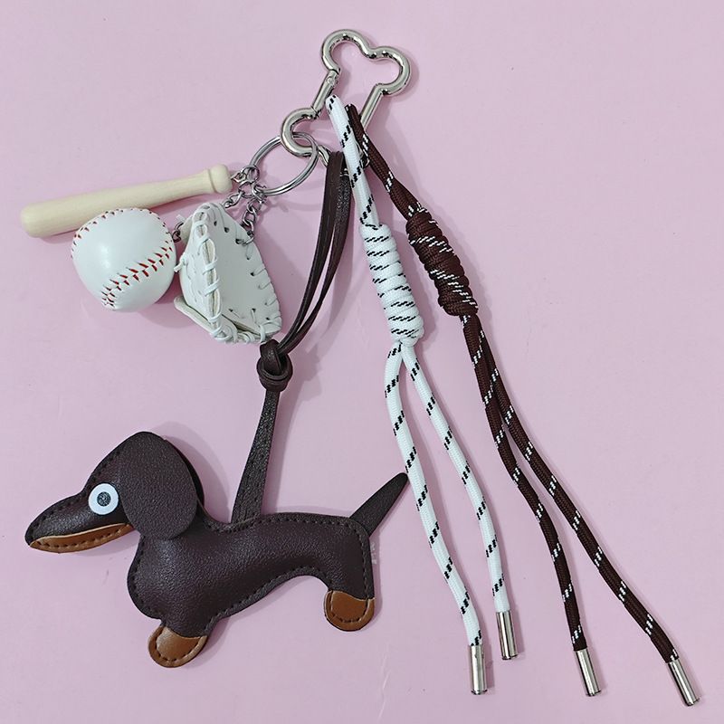 Miu Seri Bag Pendant Dachshund Dog Plush Toy Decoration Backpack Car Hanging Rope High-end Keychain Baseball_voghion.com