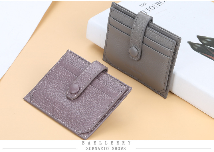 Bolsa de coleta Baellerry com fivela, porta-cartão de carteira de motorista, padrão lichia, compartimento para vários cartões, capa de coleta de couro de primeira camada_voghion.com