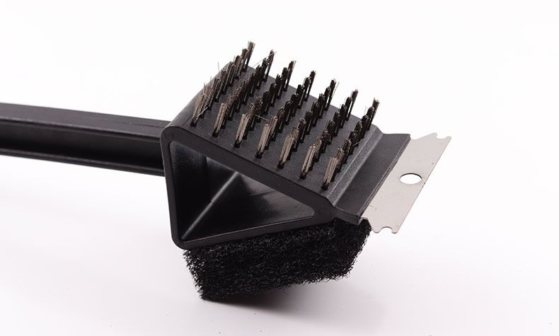 Casa e giardino Barbecue Grill Tre in uno Spazzola per la pulizia 14,5 pollici Manico lungo Spazzola per griglia in filo di rame Spazzola per la pulizia della griglia esterna_voghion.com