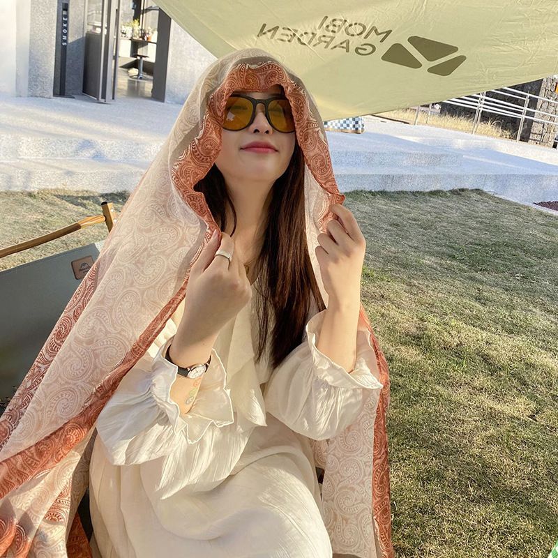 Scialle da donna primavera e autunno aria condizionata spiaggia protezione solare versatile caldo collo sciarpa di cotone e seta accessori_voghion.com