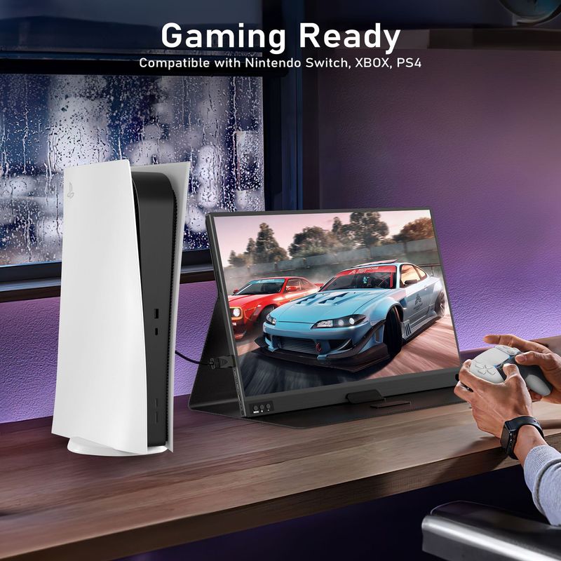 16.1inch Portable Monitor For Switch/PS5, Mobile Phone, Laptop, Direct Connection External Secondary Screen_voghion.com