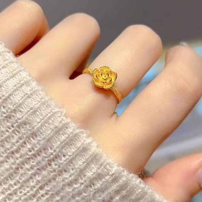【Vendita calda in negozio】 Anello di apertura a forma di fiore in oro rosa, leggero, lussuoso, versatile e di alta qualità per le donne, 2024, nuovo regalo_voghion.com