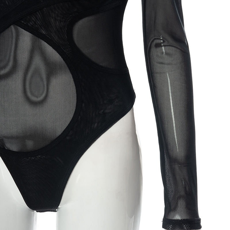 Tuta da donna a maniche lunghe attillata in prospettiva a rete sexy di nuova moda estate 2023_voghion.com