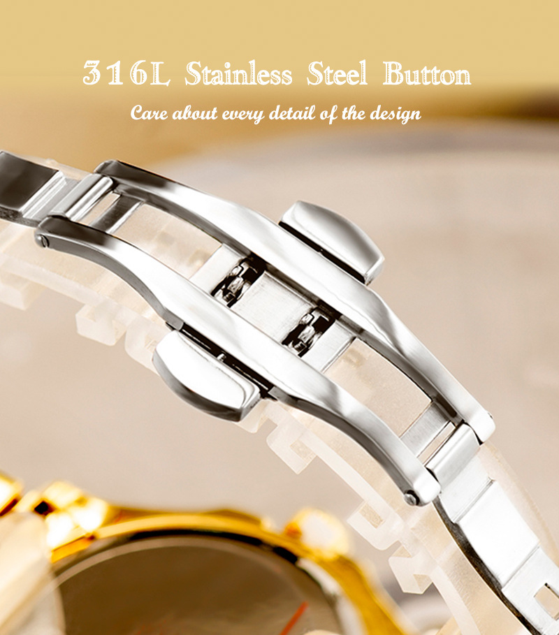 Women's Elegant Diamond-Studded Quartz Watch With Luminous Dial, Water-Resistant & Date Display, Stainless Steel Band_voghion.com