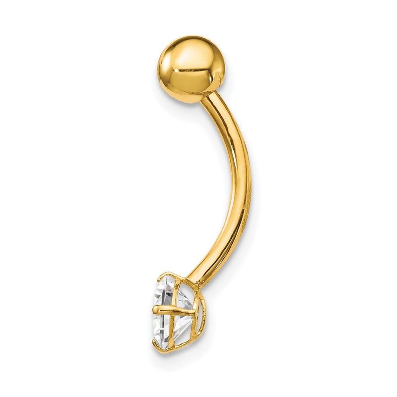 10k W/5mm Round Cz Belly Dangle_voghion.com