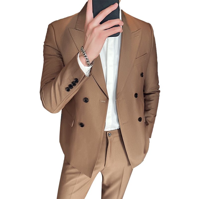 CT Two-Piece Set For Men Performance Formal Wear Host Stage Photo Studio Wedding Double-Breasted Men's Suit_voghion.com