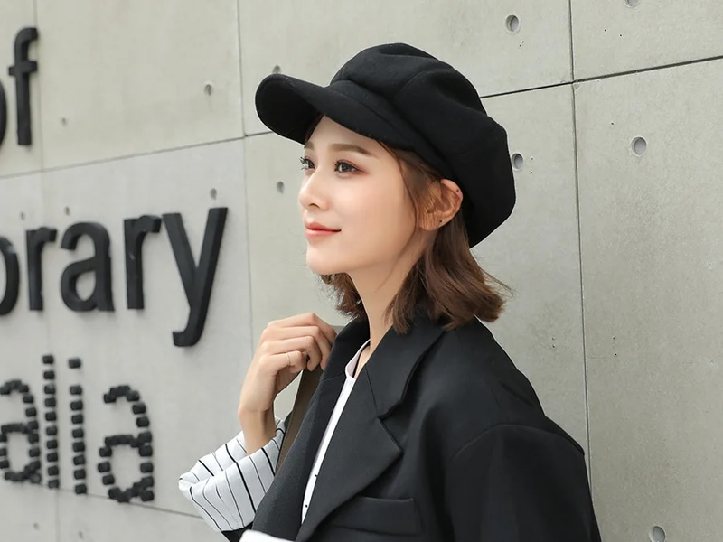 Fashion Autumn Hats for Solid Plain Octagonal Newsboy Cap Men Ladies Casual Wool Hat Winter Beret Women Painter Caps_voghion.com