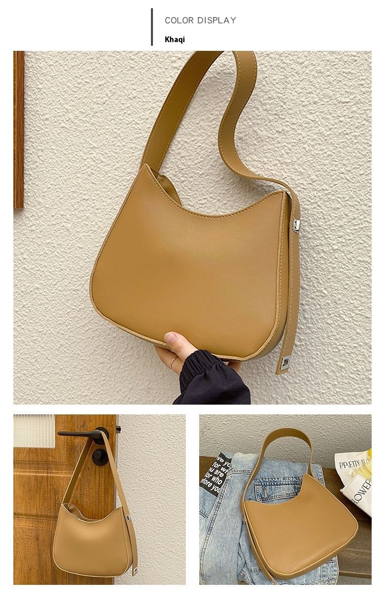 Retro Saddle Bag for Women 2024 New French Fashion Single Shoulder Underarm Bag Solid Color Versatile Crossbody Bag_voghion.com