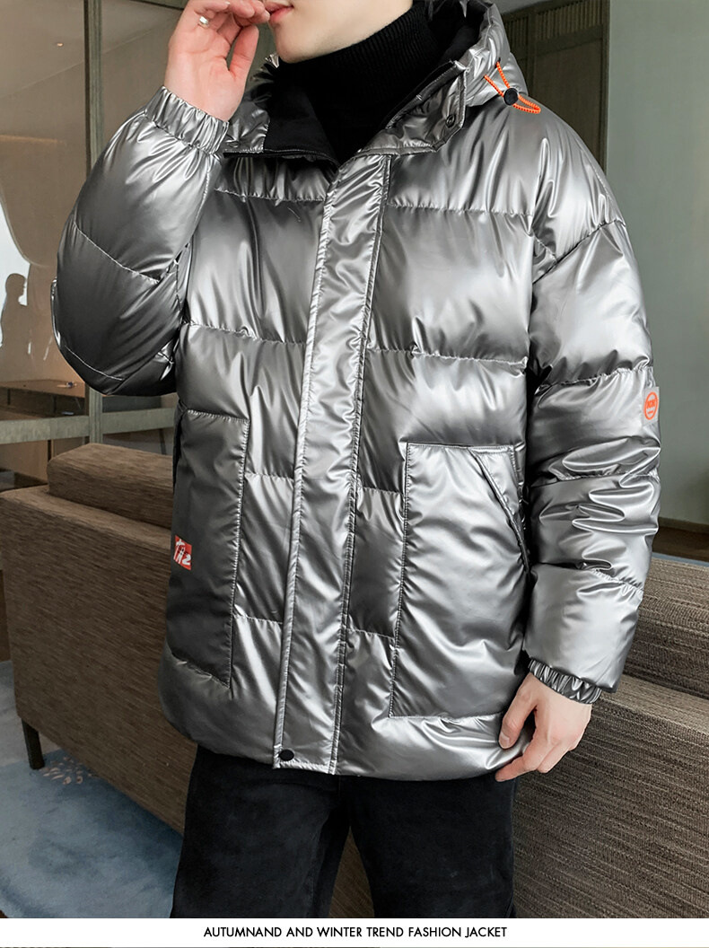 Herbst Winter Herren Baumwolle gefütterte Freizeitkleidung Herren dicke warme Kleidung Jacke glänzender Mantel große Herrenbekleidung_voghion.com