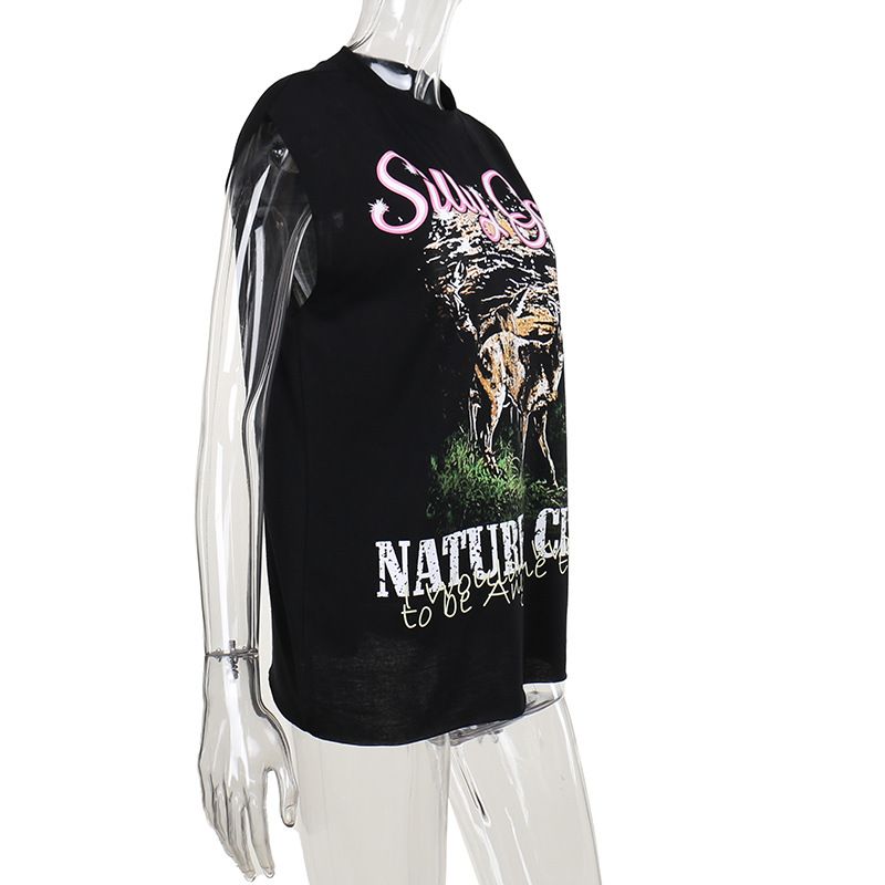 Women's Clothing style street fashion printed vest T-shirt_voghion.com