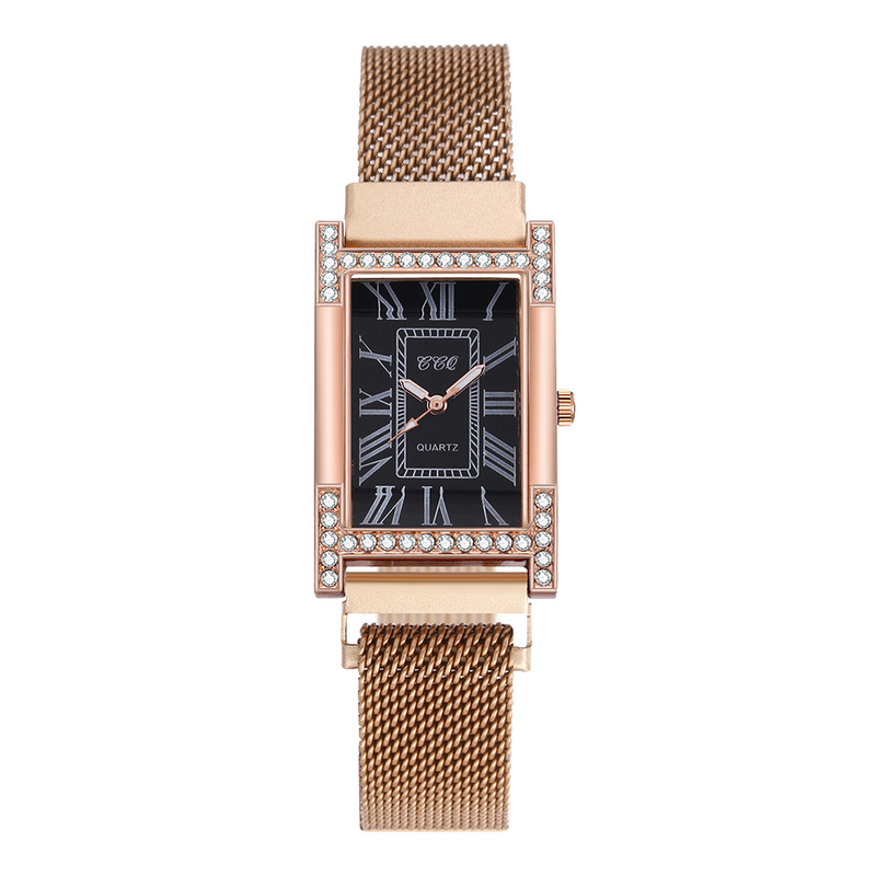 Orologio da vento fresco da donna al quarzo con cinturino in maglia in lega di Mila, tempo digitale romano, alla moda, di nuova moda_voghion.com