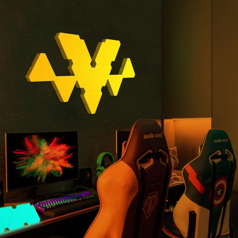 10-Pack Touch Sensitive Modular Triangle Wall Lights With Remote Intelligent Triangular Quantum Lamp RGB Color App Control Music Sync_voghion.com