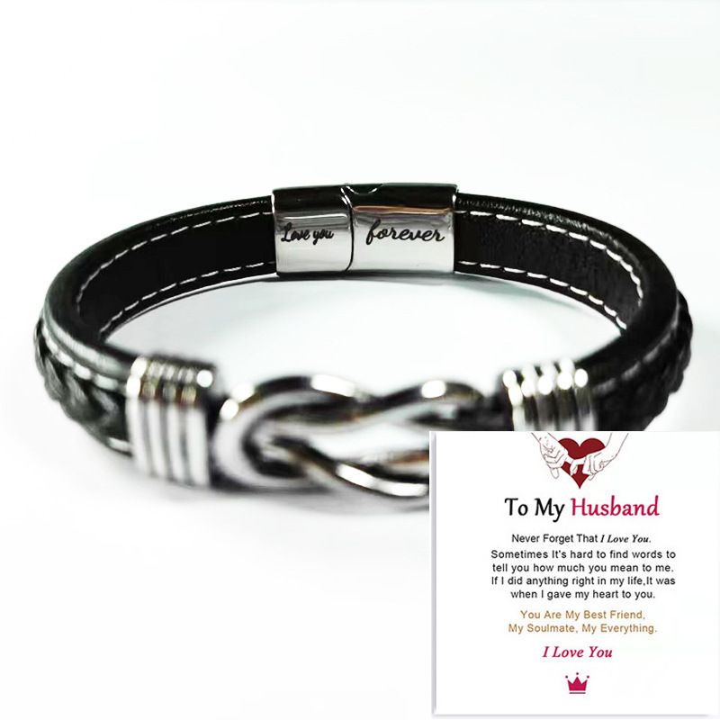 Mode Pendler Herren Leder Legierung Magnetische Twisted Punk Armband_voghion.com
