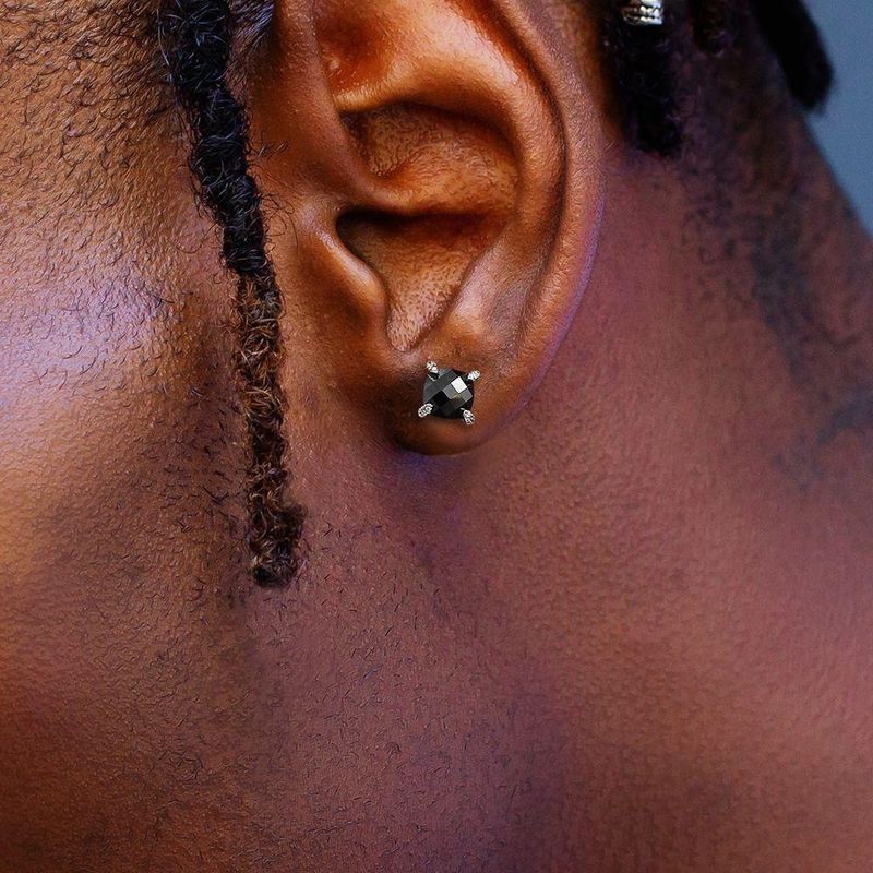 Orecchini Hip-Hop in zircone per uomo 8mm Turtle Face Fat Square Color Diamond Orecchini gioielli_voghion.com