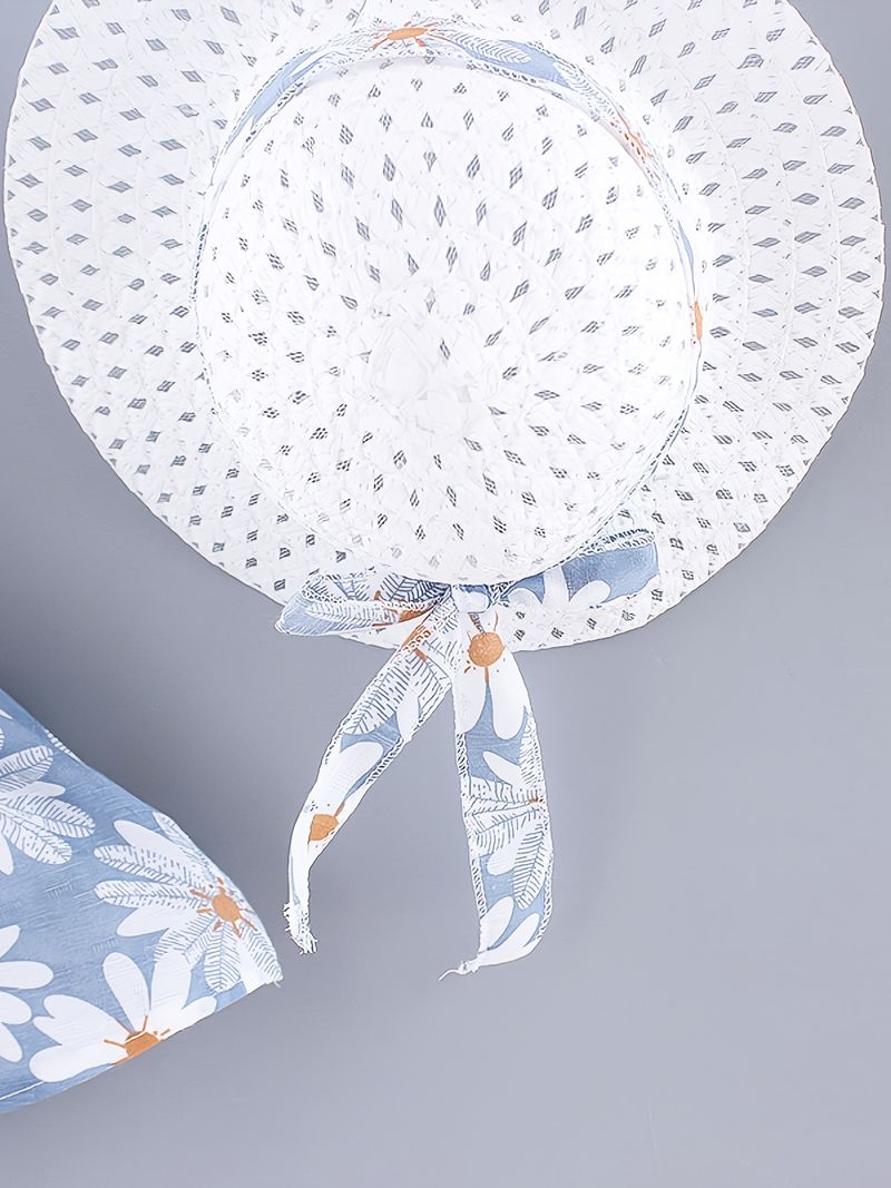 2 buc rochie de plajă cu imprimeu de daisy fără mâneci pentru fete, cu fundă mare, decorată cu fundă mare, și set de haine de vară pentru copii_voghion.com